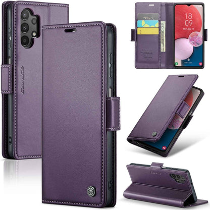 Samsung Galaxy A13/A04/M13 5G Butterfly Buckle Leather Case - RFID, Card Slot, Stand Feature