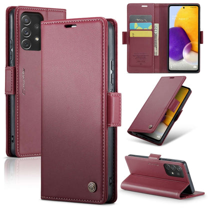 Samsung Galaxy A72 Case - RFID Blocking Litchi Leather Wallet with Stand & Card Slot