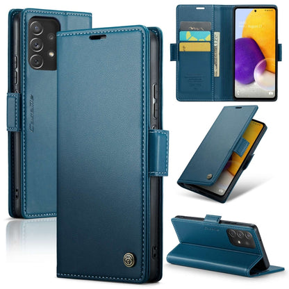 Samsung Galaxy A72 Case - RFID Blocking Litchi Leather Wallet with Stand & Card Slot