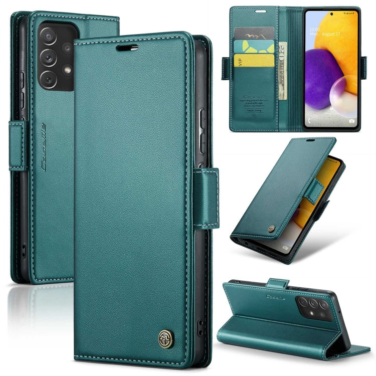 Samsung Galaxy A72 Case - RFID Blocking Litchi Leather Wallet with Stand & Card Slot