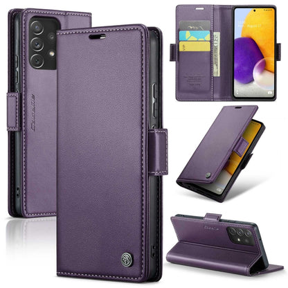 Samsung Galaxy A72 Case - RFID Blocking Litchi Leather Wallet with Stand & Card Slot