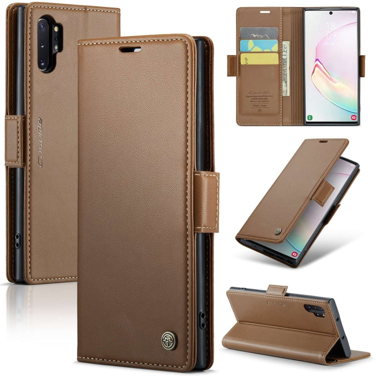 Samsung Galaxy Note10+ RFID Leather Case - Litchi Texture with Card Slot & Stand