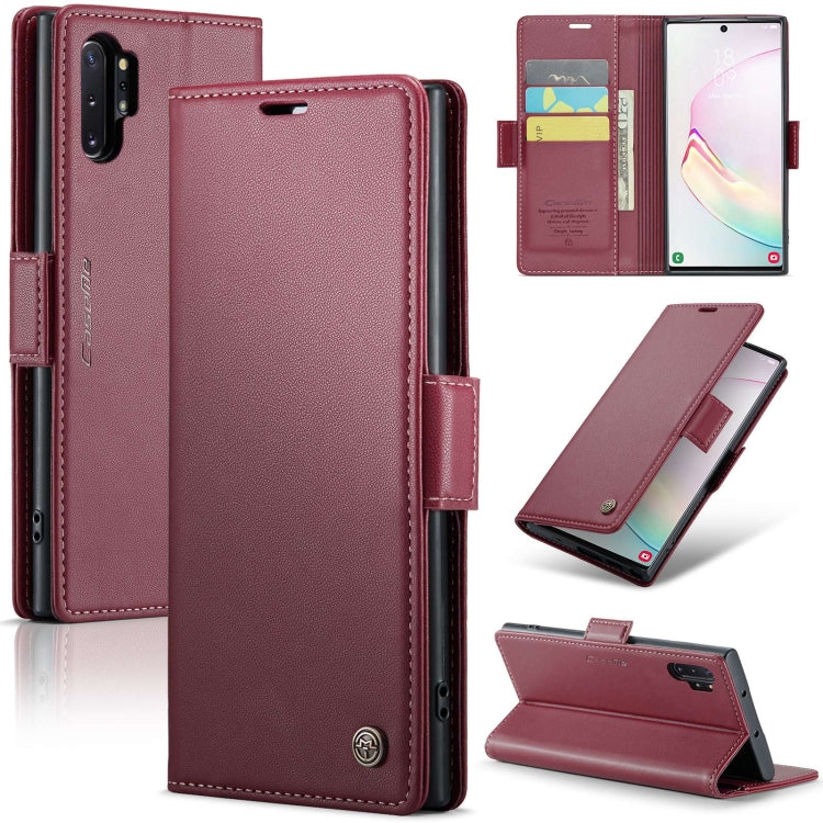 Samsung Galaxy Note10+ RFID Leather Case - Litchi Texture with Card Slot & Stand