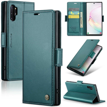 Samsung Galaxy Note10+ RFID Leather Case - Litchi Texture with Card Slot & Stand