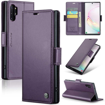 Samsung Galaxy Note10+ RFID Leather Case - Litchi Texture with Card Slot & Stand