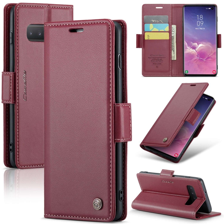 Samsung Galaxy S10 Leather Case - RFID Anti-Theft, Card Slot, Stand, Butterfly Buckle, Litchi Texture