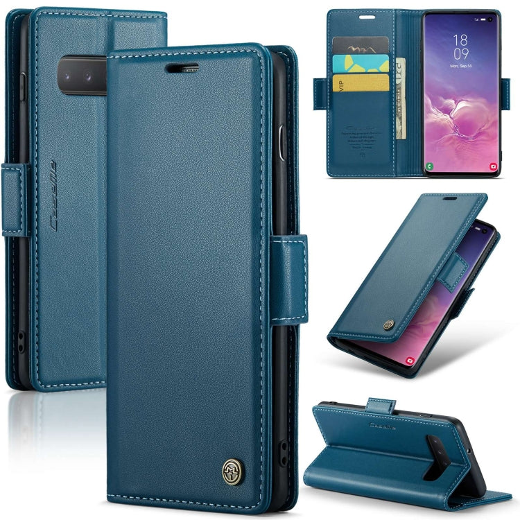 Samsung Galaxy S10 Leather Case - RFID Anti-Theft, Card Slot, Stand, Butterfly Buckle, Litchi Texture