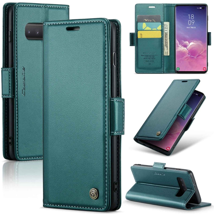 Samsung Galaxy S10 Leather Case - RFID Anti-Theft, Card Slot, Stand, Butterfly Buckle, Litchi Texture