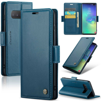 Samsung Galaxy S10+ Case - RFID Anti-Theft, Butterfly Buckle, Litchi Leather with Card Slot & Stand