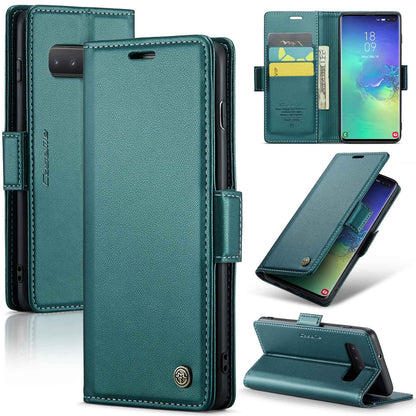 Samsung Galaxy S10+ Case - RFID Anti-Theft, Butterfly Buckle, Litchi Leather with Card Slot & Stand