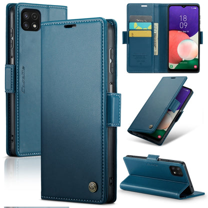 Samsung Galaxy A22 5G Leather Case - RFID Anti-theft Litchi Texture with Card Slot & Stand