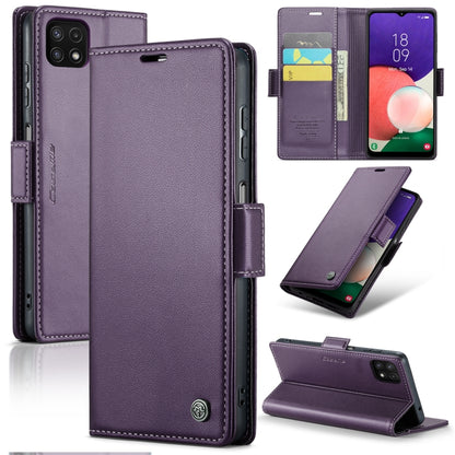 Samsung Galaxy A22 5G Leather Case - RFID Anti-theft Litchi Texture with Card Slot & Stand