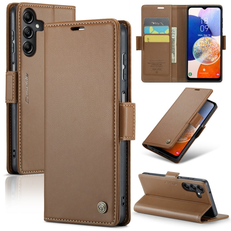 Samsung Galaxy A14 4G/5G Leather Case - RFID Anti-Theft, Butterfly Buckle, Card Slot, Litchi Texture