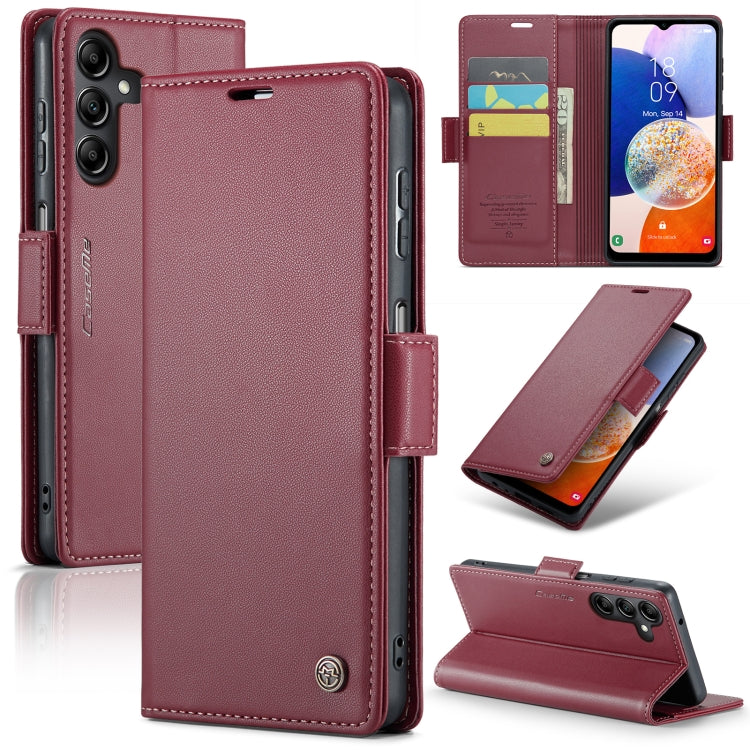 Samsung Galaxy A14 4G/5G Leather Case - RFID Anti-Theft, Butterfly Buckle, Card Slot, Litchi Texture