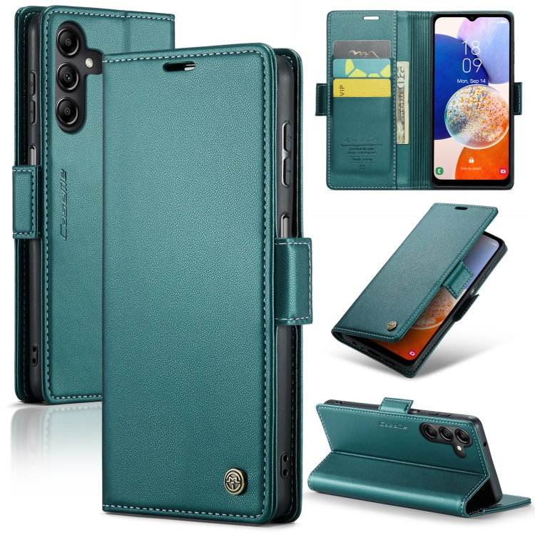 Samsung Galaxy A14 4G/5G Leather Case - RFID Anti-Theft, Butterfly Buckle, Card Slot, Litchi Texture