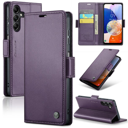 Samsung Galaxy A14 4G/5G Leather Case - RFID Anti-Theft, Butterfly Buckle, Card Slot, Litchi Texture