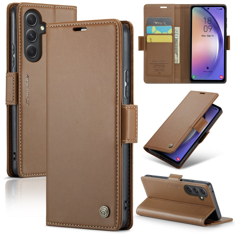 Samsung Galaxy A54 5G Leather Case - RFID Anti-Theft Butterfly Buckle, Card Slot, Stand, Litchi Texture