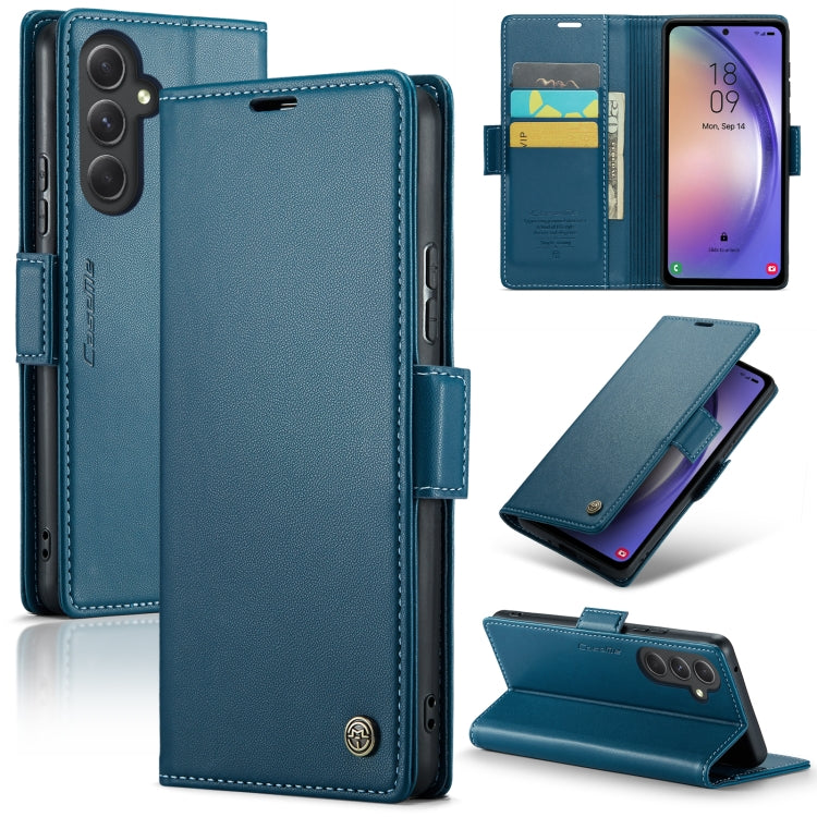 Samsung Galaxy A54 5G Leather Case - RFID Anti-Theft Butterfly Buckle, Card Slot, Stand, Litchi Texture