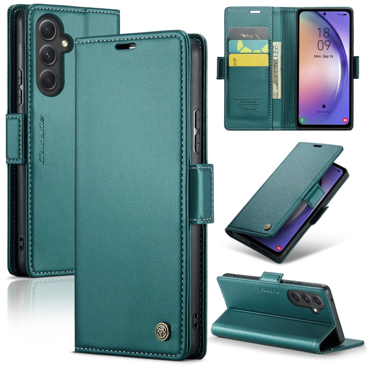 Samsung Galaxy A54 5G Leather Case - RFID Anti-Theft Butterfly Buckle, Card Slot, Stand, Litchi Texture