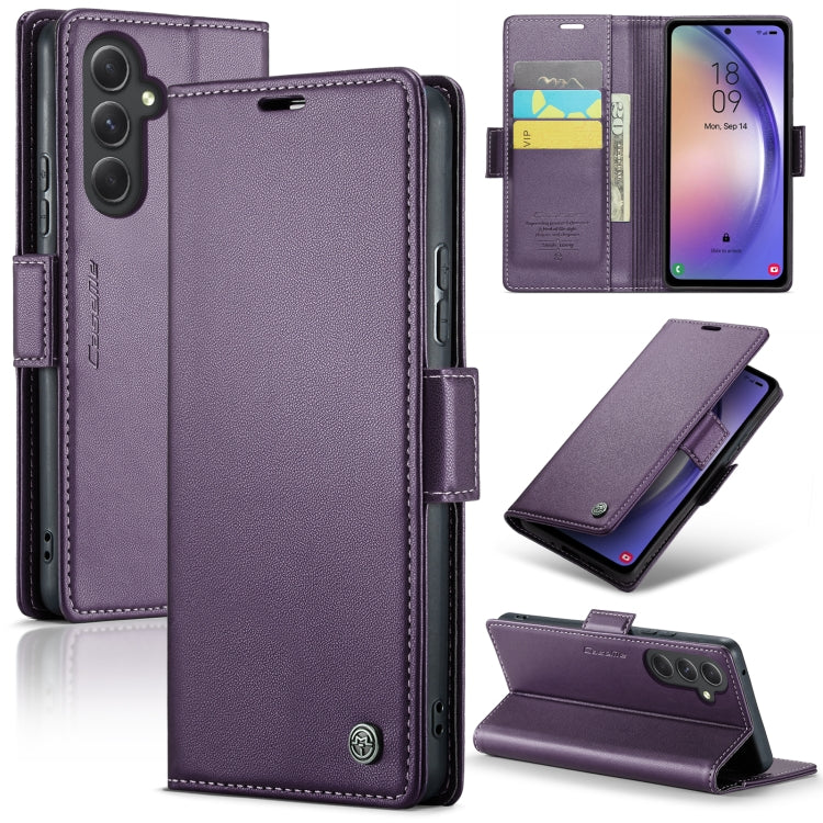 Samsung Galaxy A54 5G Leather Case - RFID Anti-Theft Butterfly Buckle, Card Slot, Stand, Litchi Texture