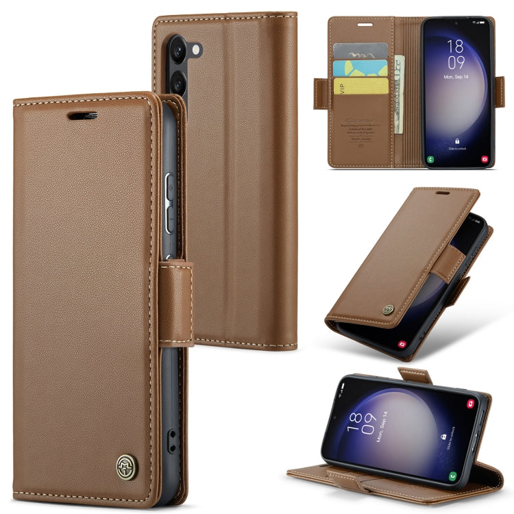 Samsung Galaxy S24+ Leather Case - RFID Anti-theft, Butterfly Buckle, Card Slot, Litchi Texture