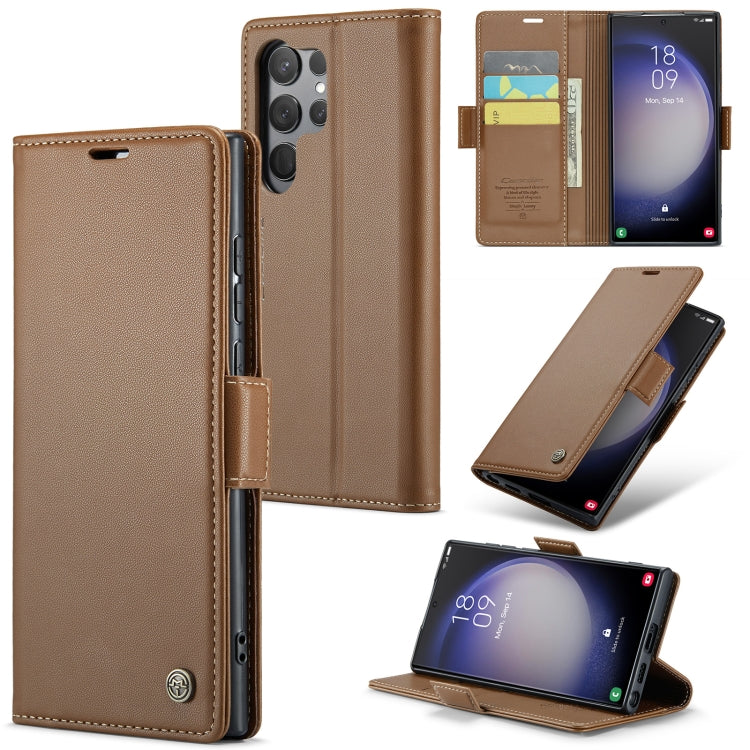 Samsung Galaxy S24 Ultra Leather Case - RFID Anti-Theft, Litchi Texture, Stand & Card Holder