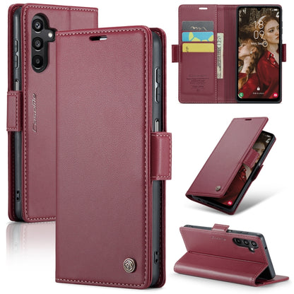 Samsung Galaxy A15 5G Leather Case - RFID Anti-theft, Card Slot, Stand Feature, Litchi Texture