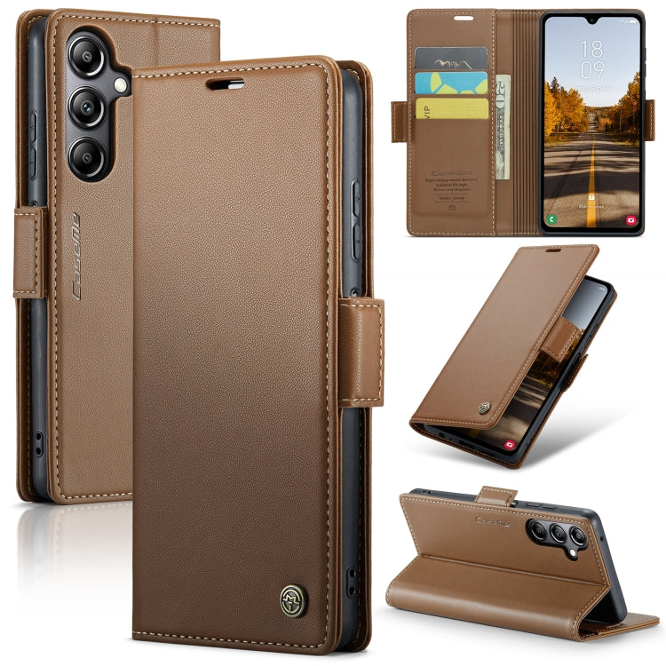 Samsung Galaxy A05s Leather Case - RFID Anti-theft Butterfly Buckle, Card Wallet & Stand - Litchi Texture