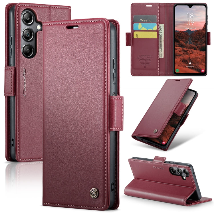 Samsung Galaxy A05s Leather Case - RFID Anti-theft Butterfly Buckle, Card Wallet & Stand - Litchi Texture