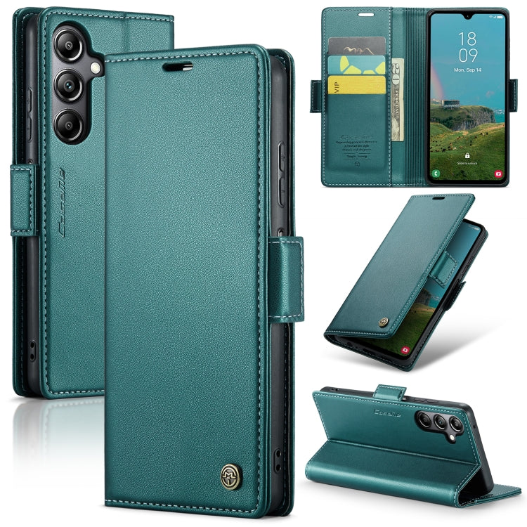 Samsung Galaxy A05s Leather Case - RFID Anti-theft Butterfly Buckle, Card Wallet & Stand - Litchi Texture