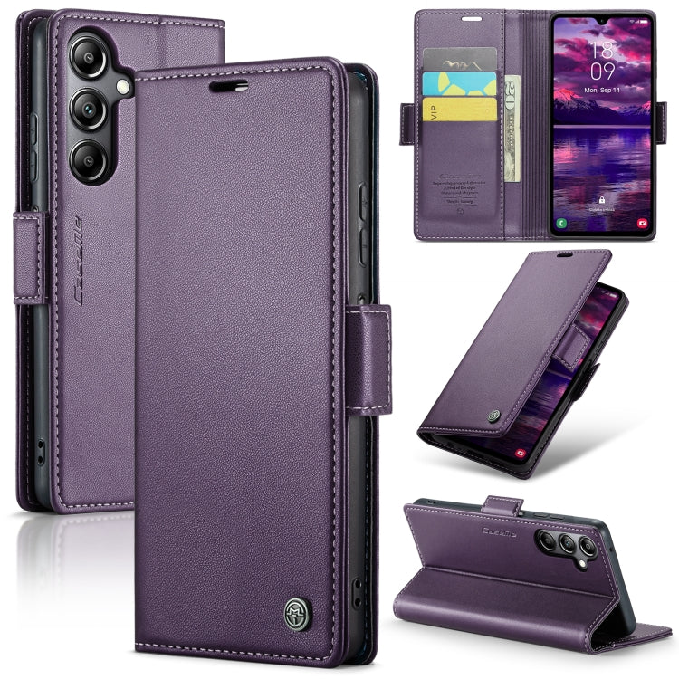 Samsung Galaxy A05s Leather Case - RFID Anti-theft Butterfly Buckle, Card Wallet & Stand - Litchi Texture