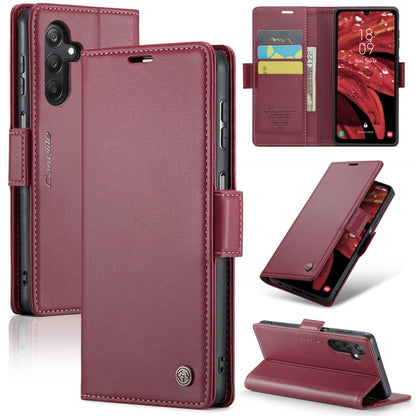 Samsung Galaxy A25 5G Leather Case - RFID, Butterfly Buckle, Card Slot, Stand - Litchi Texture