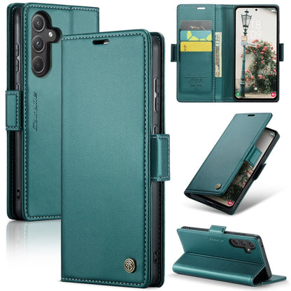 Samsung Galaxy A55 Case - Litchi Texture Leather, RFID Anti-Theft, Butterfly Buckle, Card Holder