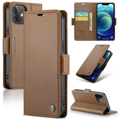 iPhone 12/12 Pro Leather Case - Butterfly Buckle, RFID, Litchi Texture, Card Slot