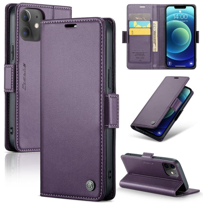 iPhone 12/12 Pro Leather Case - Butterfly Buckle, RFID, Litchi Texture, Card Slot