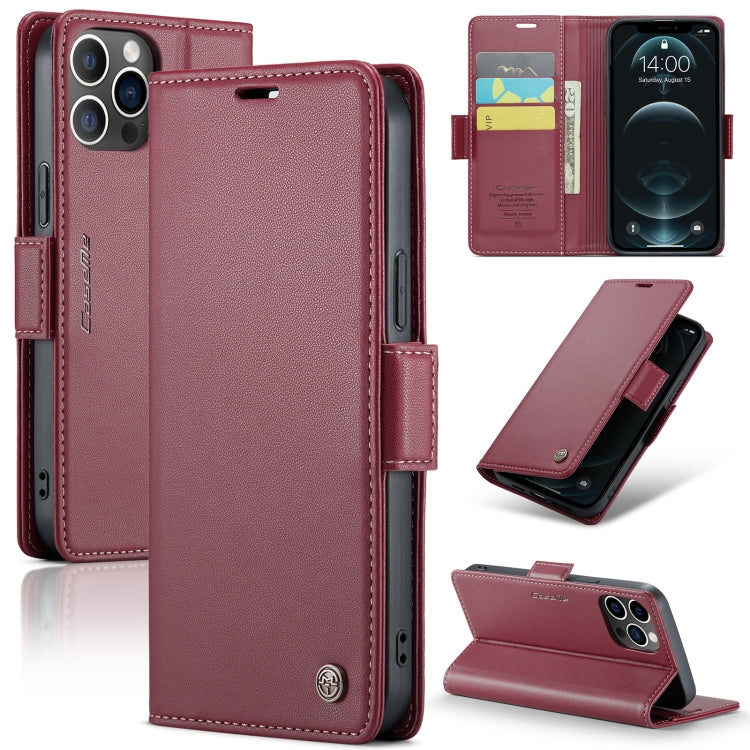 iPhone 12 Pro Max Case - RFID, Litchi Leather, Butterfly Buckle, Card Slot