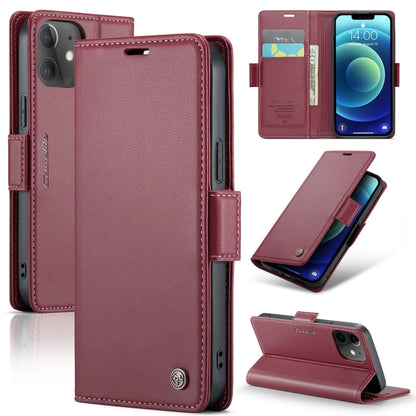 iPhone 12 mini Case - Butterfly Buckle, RFID, Litchi Leather, Card Slot