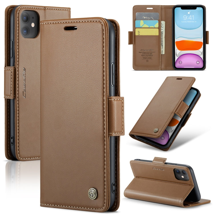 iPhone 11 Leather Case - RFID Anti-Theft, Butterfly Buckle, Litchi Texture, Card Slot