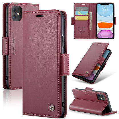 iPhone 11 Leather Case - RFID Anti-Theft, Butterfly Buckle, Litchi Texture, Card Slot