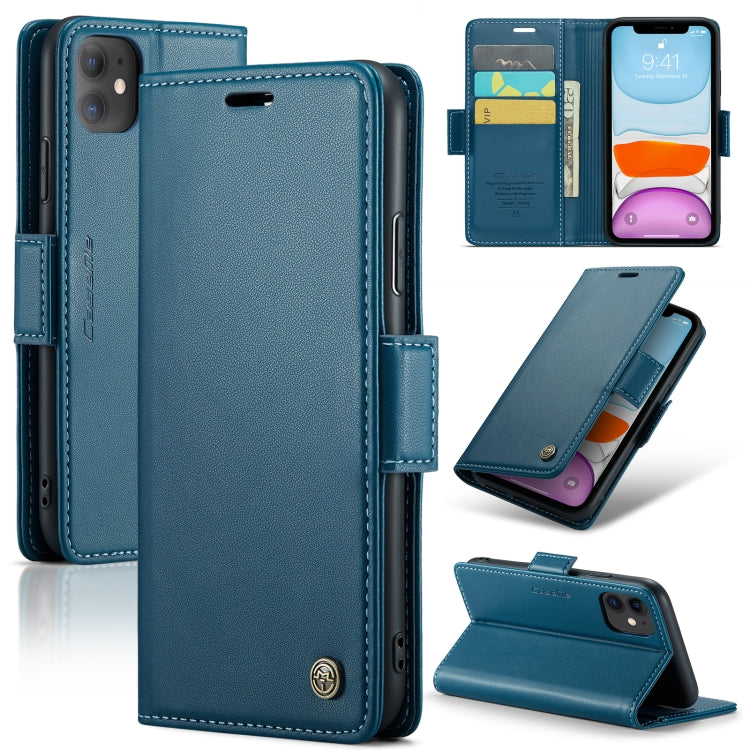 iPhone 11 Leather Case - RFID Anti-Theft, Butterfly Buckle, Litchi Texture, Card Slot