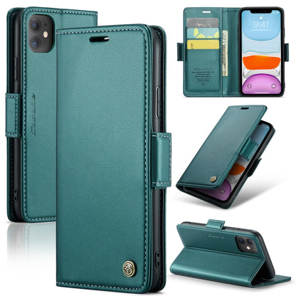 iPhone 11 Leather Case - RFID Anti-Theft, Butterfly Buckle, Litchi Texture, Card Slot