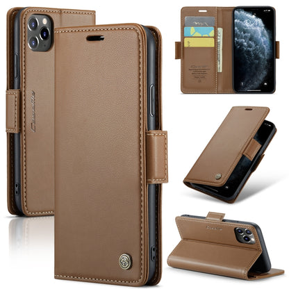 iPhone 11 Pro Leather Case - RFID Anti-Theft, Butterfly Buckle, Litchi Texture, Card Slot