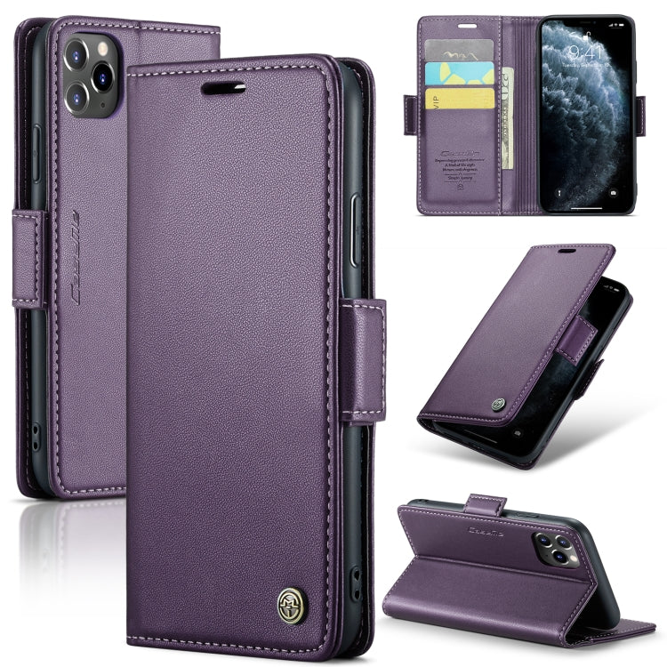 iPhone 11 Pro Leather Case - RFID Anti-Theft, Butterfly Buckle, Litchi Texture, Card Slot