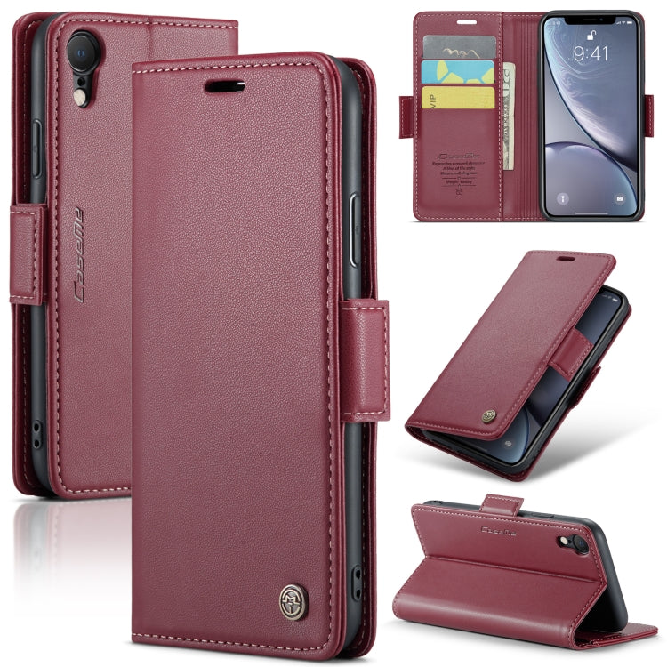 iPhone XR Leather Case - RFID Anti-Theft, Butterfly Buckle, Litchi Texture, Card Slot