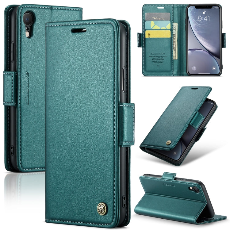 iPhone XR Leather Case - RFID Anti-Theft, Butterfly Buckle, Litchi Texture, Card Slot