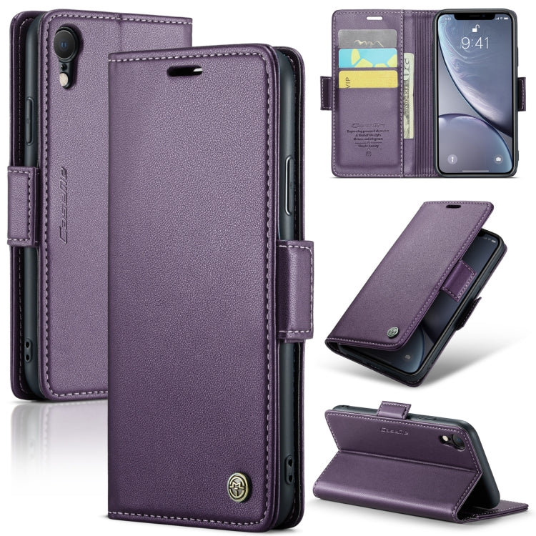 iPhone XR Leather Case - RFID Anti-Theft, Butterfly Buckle, Litchi Texture, Card Slot