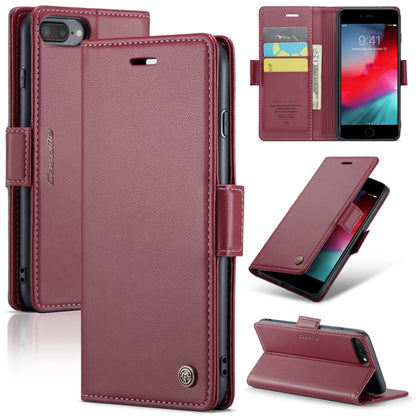 iPhone 6 Plus/7 Plus/8 Plus Leather Case - RFID Anti-Theft, Butterfly Buckle, Litchi Texture, Card Slot