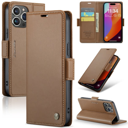 iPhone 15 Pro Max Case - RFID, Butterfly Buckle, Litchi Texture, Card Slot Leather Cover