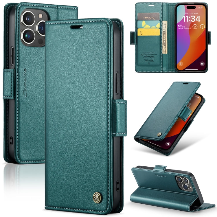 iPhone 15 Pro Max Case - RFID, Butterfly Buckle, Litchi Texture, Card Slot Leather Cover