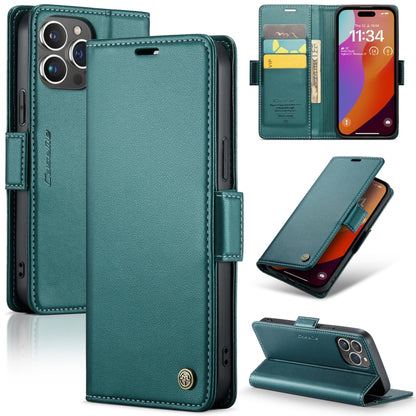 iPhone 15 Pro Max Case - RFID, Butterfly Buckle, Litchi Texture, Card Slot Leather Cover